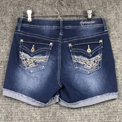 Pantalones cortos hidráulicos para mujer Juniors 8 Bailey puño deshilachado bordado tachonado tiro mediano Foto 1 de 4