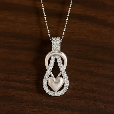 Colgante de diamantes cultivados Infinity Heart Lab de plata de ley 925 abril #1012 Foto 1 de 4