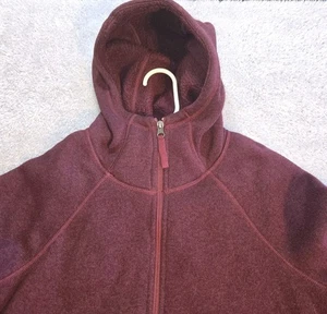 North Face 1/2 Zip Pullover Shirt Hooded Womens Medium Burgundy L/S Pockets - Picture 1 of 7