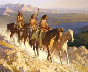 Howard Terpning Trail Along the Backbone - Native American Giclee on Canvas - Picture 1 of 1