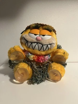 Vintage 1978 Sucção Garfield Havaí Bicho de Pelúcia Dakin Havaiano - Imagem 1 de 4