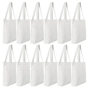 3 Pack Canvas Tote BagsHeavy Duty Reusable Grocery Shopping Bag 13.6X 15.3 Bl - Picture 1 of 9