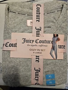 Juicy Couture XL Logo White Cozy Sleepwear Set 2 piece Pants Shirt PJ Set New - Picture 1 of 5