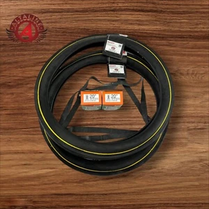 SCHWINN STYLE BICYCLE SLICK SMOOTH WIDE TREAD S2 TIRE 20 X 2.125 YELLOW LINE. - Picture 1 of 5