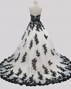 Gothik Schwarz Spitze Brautkleid Hochzeitskleid Maßanfertigung Eu32-48 Übergröße - Bild 1 von 5