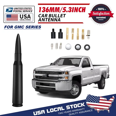 Black 50 Cal OEM QUALITY Aluminum Bullet Antenna For 1985-2005 GMC Sierra 1500 - Image 1 of 4