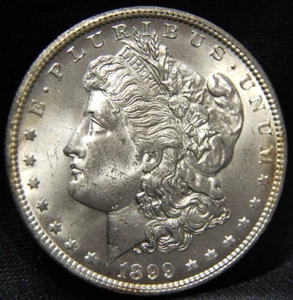 1899O MORGAN SILBER DOLLAR MIT AUSWAHL/EDELSTEIN BU DETAILS - Bild 1 von 5