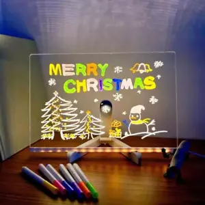 11.8x7.9" LED Message Note Board With Colors Acrylic Dry Erase Board With 7 Pens - Picture 1 of 10