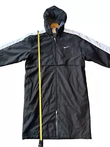 Nike Parka Fleece Long Jacket Swimming Coat Black/white insulated Size S - Picture 1 of 9