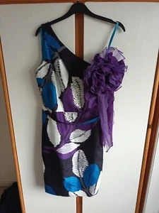 Fearne Cotton Sleeveless Purple Multi Floral Dress with rosette size 10....VGC - Picture 1 of 5