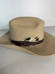 MENS VINTAGE STETSON HIGHWAY INDIANA JONES STYLE FUR FELT HAT SIZE 55 Tan Brown - Picture 1 of 8