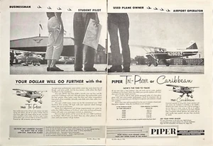 Piper Tri-Pacer Caribbean Aircraft Vtg 2 Page Print Ad 1960 - Picture 1 of 8