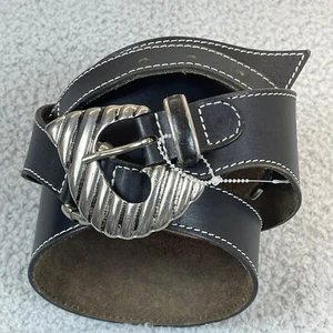 Bally Belt womens size 36'' Black Leather Raw Dress Belt Boho Preppy Italy Made - Picture 1 of 16