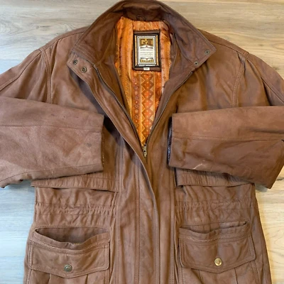 Chaqueta Bomber Global Identity G-III Para Hombre Talla Mediana De Colección Marrón Cuero Genuino Foto 1 de 4