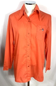 Lady Manhattan Womens Blouse Sz L Orange The Bum Shirt Western Rockabilly Vtg - Picture 1 of 9