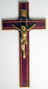 VINTAGE METAL AND WOOD CROSS, 13¾ x 7¼ INCHES - Imagen 1 de 7