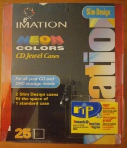 Imation 25 Pack CD / DVD Cases Slim Line Neon Colors Storage New, Sealed - Picture 1 of 3