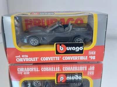 Bburago Chevrolet Corvette Cabrio '98 in nero su 1:43 nella scatola - Immagine 1 di 2