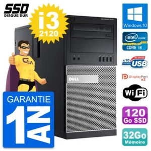 PC Tour Dell OptiPlex 9010 Intel Core i3-2120 RAM 32Go SSD 120Go Windows 10 Wifi - Photo 1/8