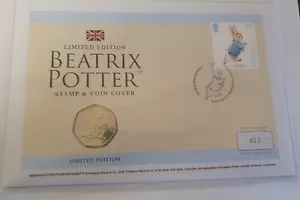 2018 PETER RABBIT BEATRIX POTTER 50p COIN STAMP AND COVER - LIMITED EDITION. - Picture 1 of 4
