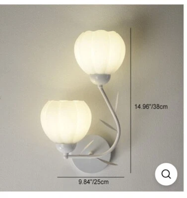 Aplique Accesorio de Pared Flor Francesa Taza Hierro Vidrio 15" Lámpara de Luz Victoriana Blanca Foto 1 de 4