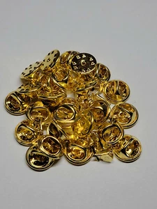 25 Pack - Pin Backs and Locking Pins Combo Pack - Butteryfly Clutch - Brass - Picture 1 of 5