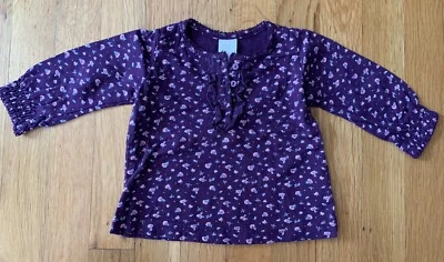 Рубашка с длинным рукавом H&M Baby для младенцев девочек размер 2-4 месяца фиолетовая с цветочным рисунком - Изображение 1 из 4