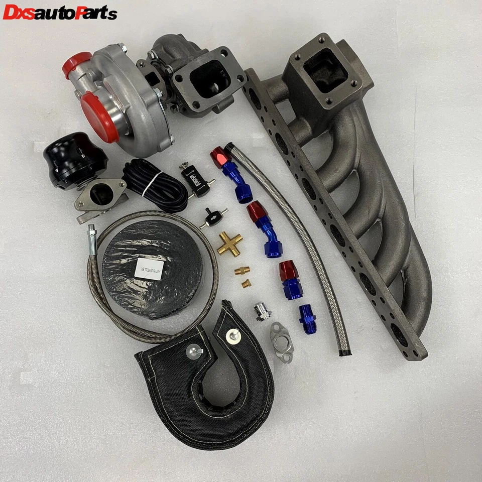 T3/T4 Turbo +Manifold +Wastegate for BMW 92-99 E36 M50 M56 T3T4 .63 Turbo Kit - Image 1 of 4