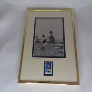 LIGHTHOUSE "ST JOSEPH, MI" BY SHANKLIN PENCIL SIGNED W/ COMMEMORATIVE STAMP - Picture 1 of 3