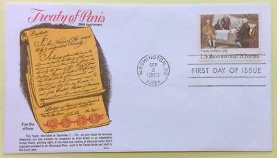Scott 2052 FDC Signing of Treaty of Paris Adams Franklin Gamm Cachet - Image 1 of 3