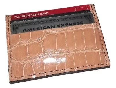 NUEVO BAGLIONI ITALIA HOMBRE GENUINO COCODRILO BOLSILLO FRONTAL TARJETERO CARTERA BRONCEADO Foto 1 de 4