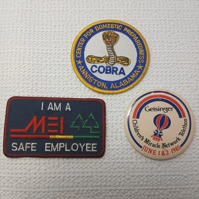 Three Vintage patches and a button: Geisinger CMN. (CDP) in Anniston, Alabama. - Image 1 of 4