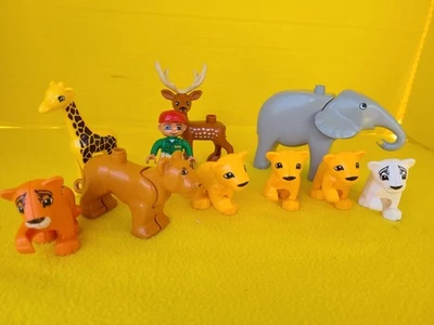Juego de 10 LEGO Duplo Zoo Animales Elefante, Cachorros, Jirafa, Ciervo, Zoo Keeper Fig  Foto 1 de 4