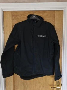 Mens Tesla Motors Black Jacket Soft Shell Full Zip Size Large Coat - Picture 1 of 7