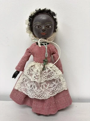 UKRANIAN ARTIST MARINA SAVCHUK 黑色安妮女王风格雕刻木娃娃 6.75 — 第 1/4 张图片