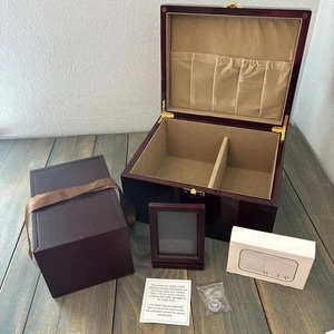 Neptune Society Burlwood Inlaid Wood Cremation Urn & Memento Kit - Pre Need (ST) - Picture 1 of 11