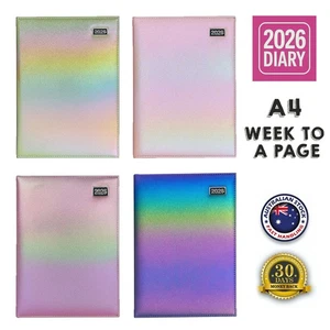 2026 Diary A4 Week to A Page Metallic Neon Holographic Glitter Planner Notebook - Imagen 1 de 9