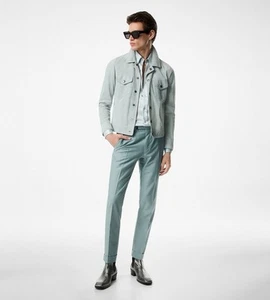 46IT- Tom Ford Light Blue Suede Leather Jacket- BNWT 9.5K - Picture 1 of 4
