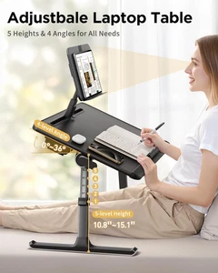 Adjustable Laptop Table for Bed | Extra Wide Lap Desk with Tilt & Height - Picture 1 of 8