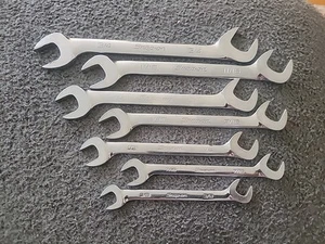 Snap On 7 Pc 3/8 - 3/4 SAE 4 Way Angle Head Open End Wrench Set - Picture 1 of 16