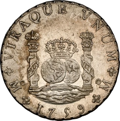 México: Ferdinand VI, 8 reais 1759-Mo MM, NGC MS-61, Cidade do México em perfeito estado, KM 104.2 - Imagem 1 de 4