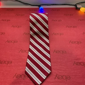 Tommy Hilfiger Krawatte Herren 58” rot-weiß diagonal gestreift Krawatte klassisch - Bild 1 von 4