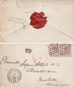 MTM268 - 1868 TRANSATLANTIC PREPAID COVER BELGIUM TO USA STEAMER CITY OF ANTWERP - Picture 1 of 1