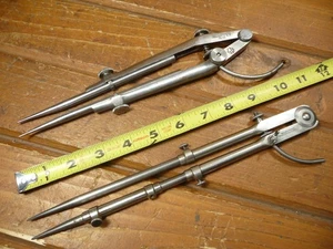 2 Vintage Starrett Dividers No 85 & Patent 1889 Machinist Tools - Picture 1 of 12