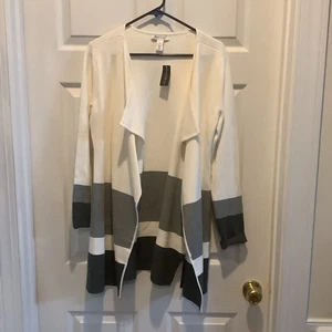 White House/Black Market grau vorne offen lange Strickjacke/Drapierung Größe Medium, neu mit Etikett - Bild 1 von 8