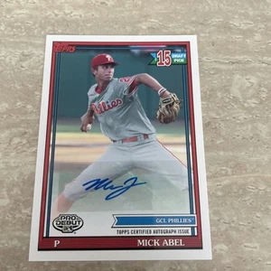 Mick Abel Topps Pro 2021 debut PD-165 GCL-Phillies automático RC #15 selección de draft - Imagen 1 de 2