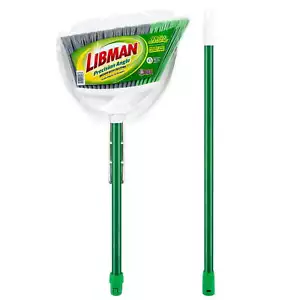 Libman 2 Piece Steel Handle Angle Broom and Dustpan Green Steel Handle - Picture 1 of 6