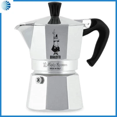 Caffettiera bialetti 3 tazze moka express alluminio argento macchina caffe  - Immagine 1 di 3