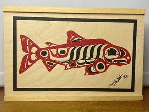 Corey Bulpitt Haida Gwaii Signed Cedar Salmon Box - Picture 1 of 6