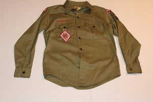 Boy Scouts of America BSA Youth Shirt Medium? 1971? No Size Green Columbus - Picture 1 of 5